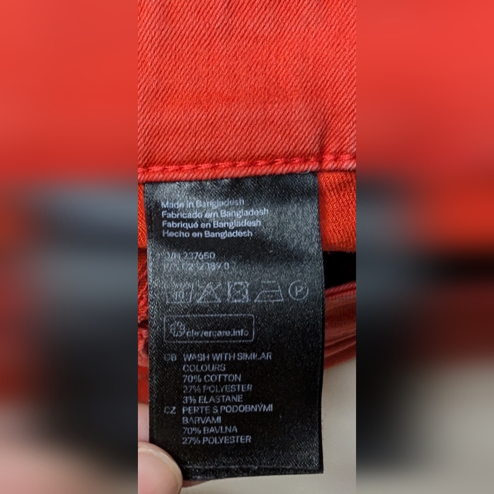 H&M Womens US 6 Skinny Red Jean Preowned - Picture 7 of 11